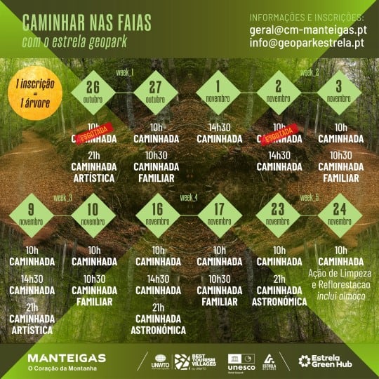 calendário do ciclo de caminhadas caminhar nas faias 2024